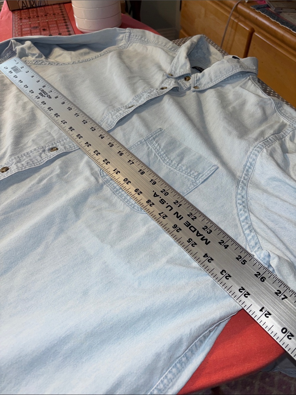 Light Blue Denim Button-Down Shirt - Picture 4 of 5